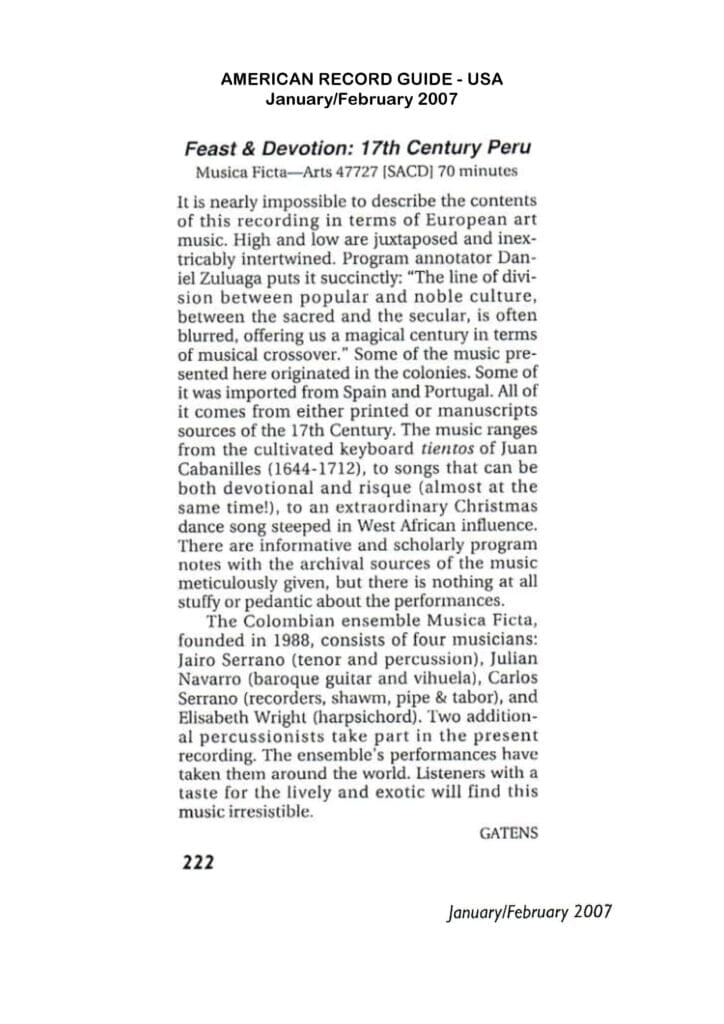 2007 01-02 American Record Guide