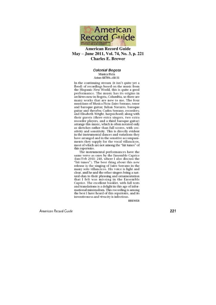 2011 05-06 American Record Guide, Vol. 74 No. 3, p. 221